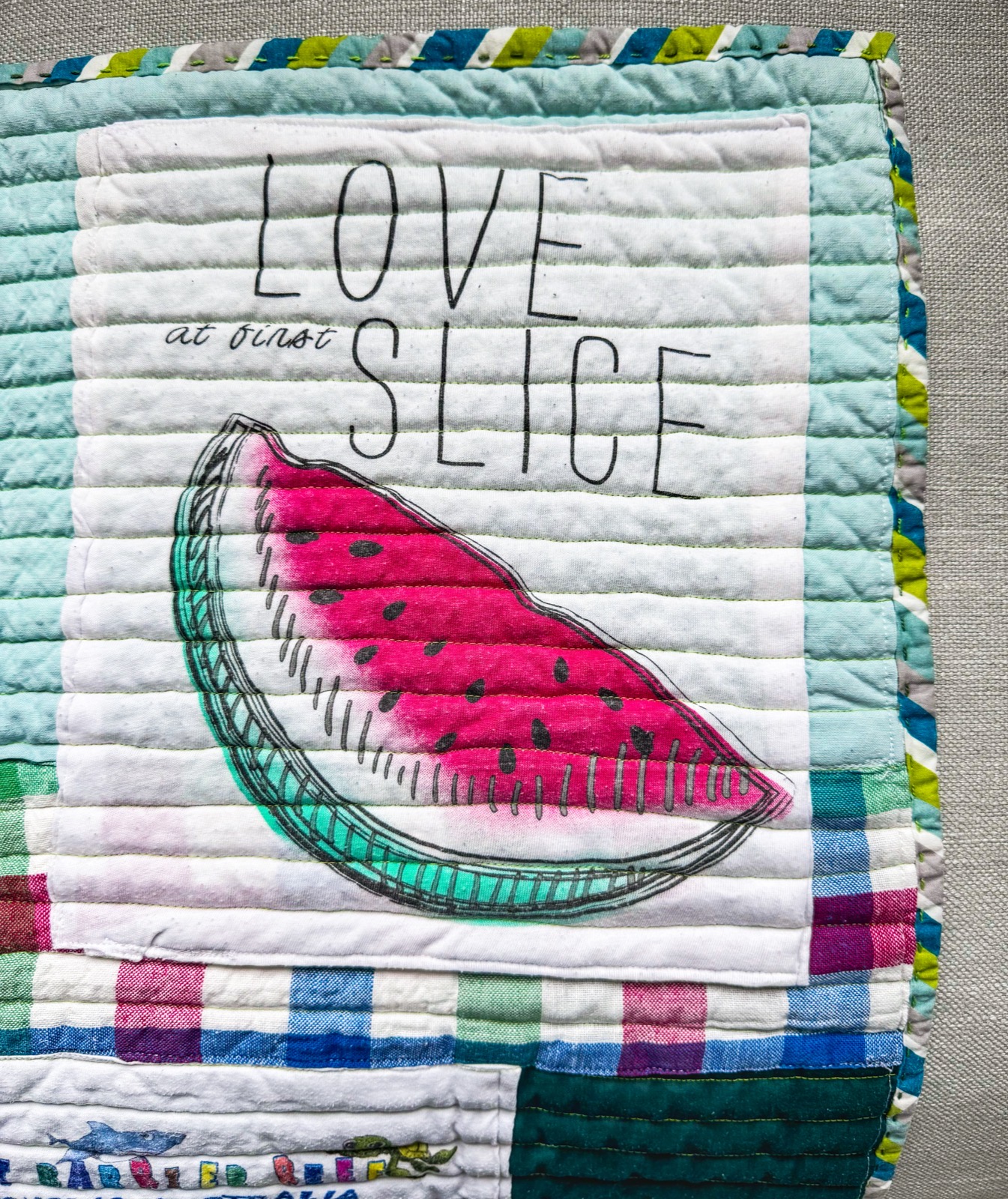 The hand stitching